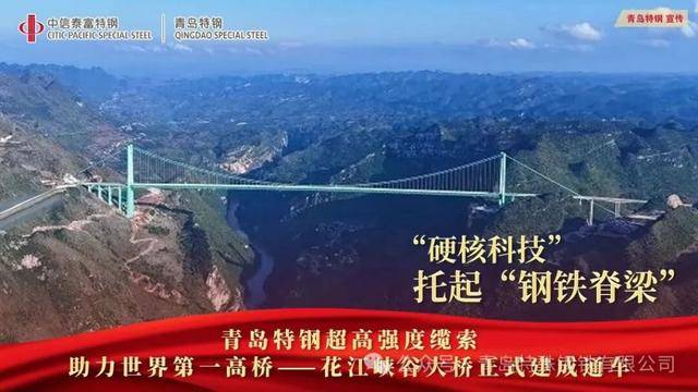 青岛特(tè)鋼(gāng)綠(lǜ)色鋼(gāng)铁铸就世(shì)界之巅 花(huā)江(jiāng)峡谷大桥正式通车