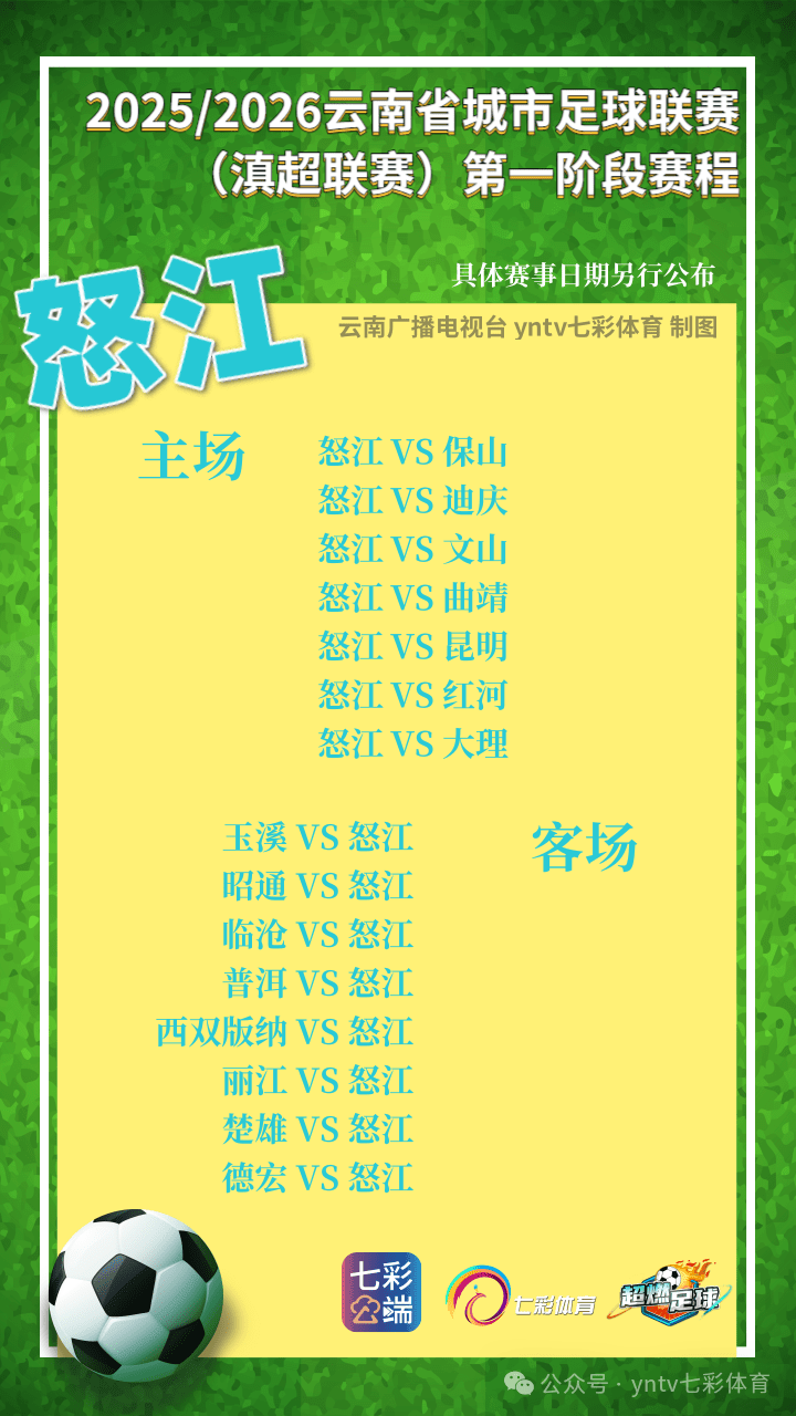 “滇超联赛”第一轮比赛抽签结果出炉，16州（市）主场场馆确认！